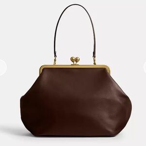 Large Brown Kisslock Frame Bag